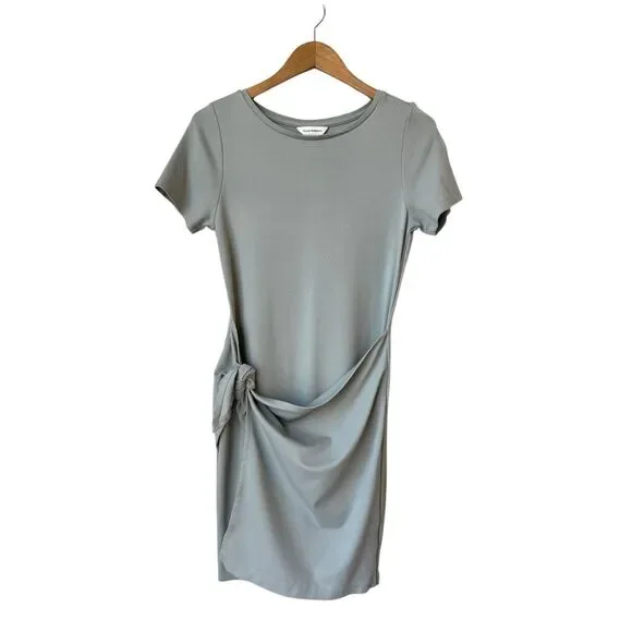 Club Monaco Sage green Sarong Front Side Tie Twansia Dress Size M - Picture 3 of 7